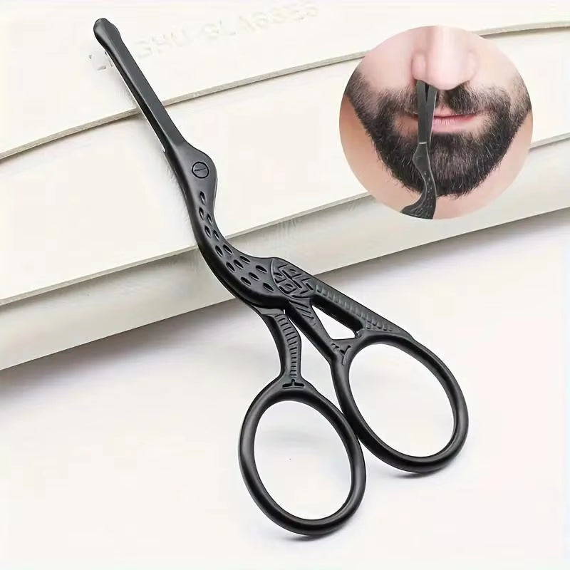Round Head Stainless Steel Nose Hair Scissors Stork Type Beautyscissors for Eyebrows Nose Hair Beard Ear Hair Eyebrow Scissors