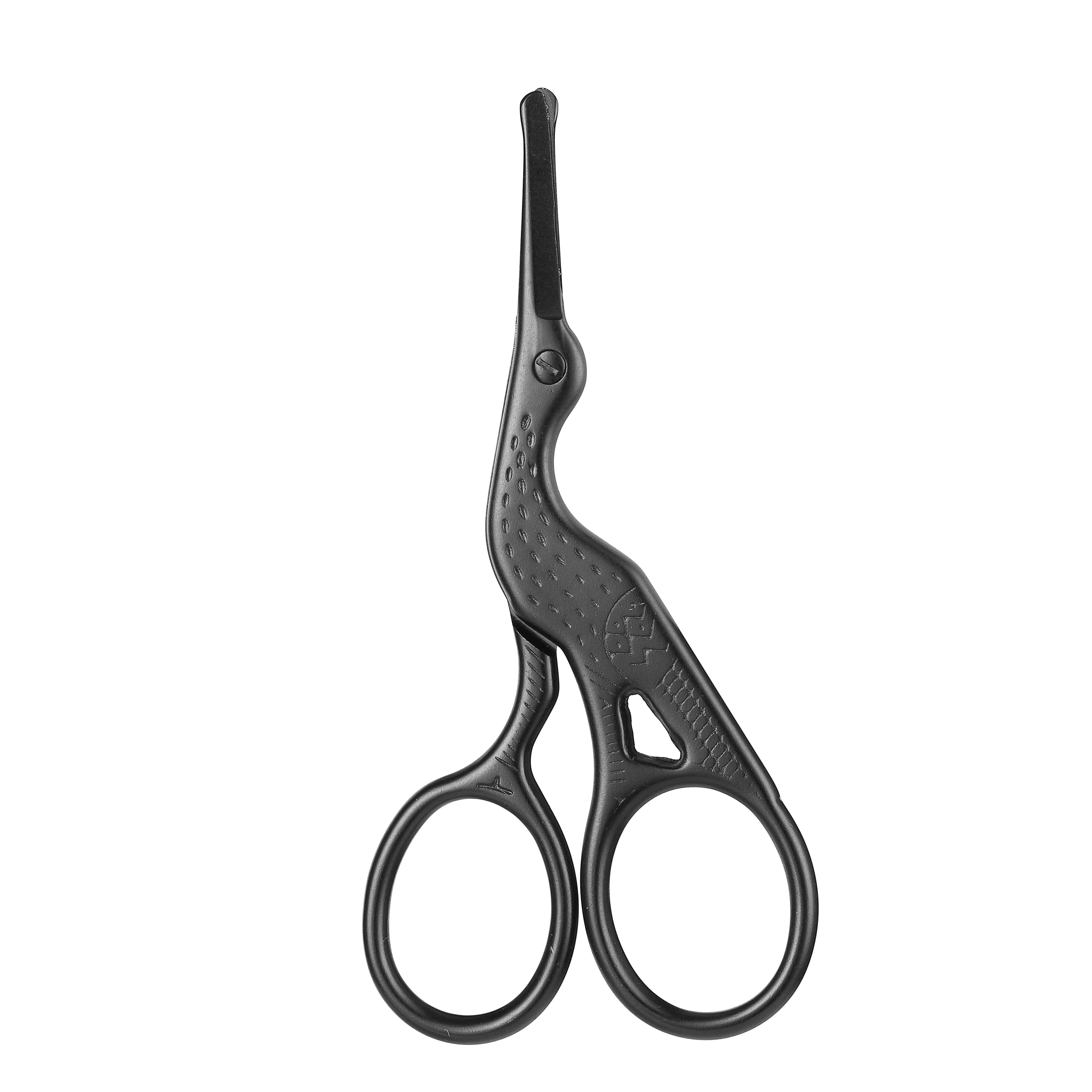 Round Head Stainless Steel Nose Hair Scissors Stork Type Beautyscissors for Eyebrows Nose Hair Beard Ear Hair Eyebrow Scissors